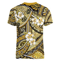 Polynesian Hibiscus Tropical Yellow Floral Women V-Neck T-Shirt Tribal Pattern - Polynesian Pride