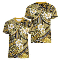 Polynesian Hibiscus Tropical Yellow Floral Women V-Neck T-Shirt Tribal Pattern - Polynesian Pride