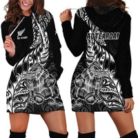 New Zealand Silver Fern Rugby Hoodie Dress Aotearoa Kiwi Maori Black Version LT01 - Polynesian Pride