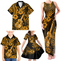 Hawaii Ukulele Family Matching Tank Maxi Dress and Hawaiian Shirt Polynesian Pattern Gold Version LT01 - Polynesian Pride