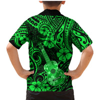 Hawaii Ukulele Family Matching Mermaid Dress and Hawaiian Shirt Polynesian Pattern Green Version LT01 - Polynesian Pride