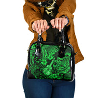 Hawaii Ukulele Shoulder Handbag Polynesian Pattern Green Version LT01 One Size Green - Polynesian Pride
