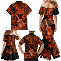 Hawaii Ukulele Family Matching Mermaid Dress and Hawaiian Shirt Polynesian Pattern Orange Version LT01 - Polynesian Pride
