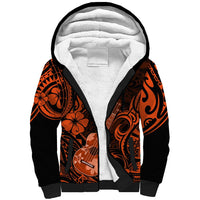 Hawaii Ukulele Sherpa Hoodie Polynesian Pattern Orange Version LT01 Unisex Orange - Polynesian Pride