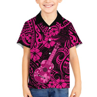 Hawaii Ukulele Kid Hawaiian Shirt Polynesian Pattern Pink Version LT01 Kid Pink - Polynesian Pride