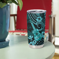Hawaii Ukulele Tumbler Cup Polynesian Pattern Turquoise Version