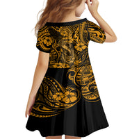 Hawaii Fish Hook Family Matching Off Shoulder Maxi Dress and Hawaiian Shirt Polynesian Pattern Gold Version LT01 - Polynesian Pride