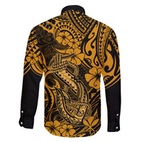 Hawaii Fish Hook Family Matching Tank Maxi Dress and Hawaiian Shirt Polynesian Pattern Gold Version LT01 - Polynesian Pride