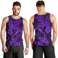 Hawaii Fish Hook Men Tank Top Hibiscus Hawaii Tribal Tattoo Purple Version LT01 - Polynesian Pride