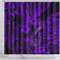 Hawaii Fish Hook Shower Curtain Hibiscus Hawaii Tribal Tattoo Purple Version LT01 - Polynesian Pride