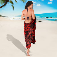 Hawaii Fish Hook Sarong Hibiscus Hawaii Tribal Tattoo Red Version LT01 - Polynesian Pride