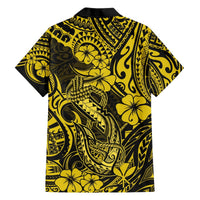 Hawaii Fish Hook Hawaiian Shirt Hibiscus Hawaii Tribal Tattoo Yellow Version LT01 - Polynesian Pride
