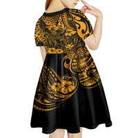 Hawaii King Kamehameha Kid Short Sleeve Dress Polynesian Pattern Gold Version LT01 - Polynesian Pride