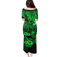 Hawaii King Kamehameha Family Matching Puletasi Dress and Hawaiian Shirt Polynesian Pattern Green Version LT01 - Polynesian Pride