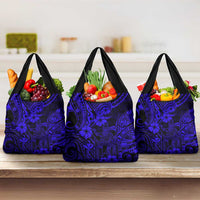 Hawaii King Kamehameha Grocery Bag Polynesian Pattern Navy Blue Version