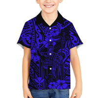 Hawaii King Kamehameha Hawaiian Shirt Polynesian Pattern Navy Blue Version LT01 - Polynesian Pride
