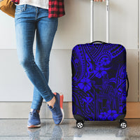 Hawaii King Kamehameha Luggage Cover Polynesian Pattern Navy Blue Version LT01 - Polynesian Pride