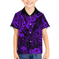Hawaii King Kamehameha Family Matching Puletasi Dress and Hawaiian Shirt Polynesian Pattern Purple Version LT01 Son's Shirt Purple - Polynesian Pride