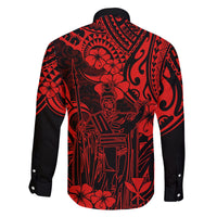Hawaii King Kamehameha Family Matching Tank Maxi Dress and Hawaiian Shirt Polynesian Pattern Red Version LT01 - Polynesian Pride