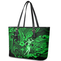 Hawaii Hula Girl Leather Tote Bag Polynesian Pattern Green Version LT01 - Polynesian Pride