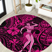 Hawaii Hula Girl Round Carpet Polynesian Pattern Pink Version LT01 Pink - Polynesian Pride