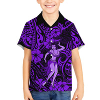 Hawaii Hula Girl Hawaiian Shirt Hibiscus Hawaii Tribal Tattoo Purple Version LT01 - Polynesian Pride