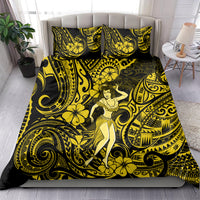 Hawaii Hula Girl Bedding Set Hibiscus Hawaii Tribal Tattoo Yellow Version LT01 - Polynesian Pride