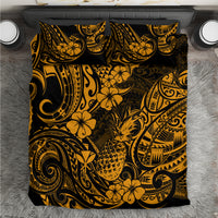 Hawaii Pineapple Bedding Set Paradise Flowers Pacific With Gold Polynesian Tribal LT01 Gold - Polynesian Pride