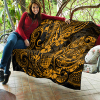 Hawaii Pineapple Quilt Paradise Flowers Pacific With Gold Polynesian Tribal LT01 - Polynesian Pride