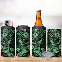 Hawaii Pineapple 4 in 1 Can Cooler Tumbler Paradise Flowers Pacific With Green Polynesian Tribal LT01 - Polynesian Pride