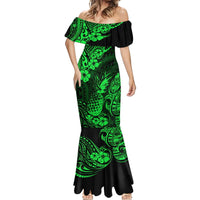 Hawaii Pineapple Mermaid Dress Paradise Flowers Pacific With Green Polynesian Tribal LT01 - Polynesian Pride