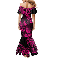 Hawaii Pineapple Mermaid Dress Paradise Flowers Pacific With Pink Polynesian Tribal LT01 - Polynesian Pride