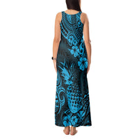 Hawaii Pineapple Tank Maxi Dress Polynesian Pattern Sky Blue Version LT01 - Polynesian Pride