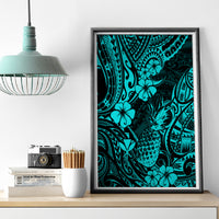Hawaii Pineapple Canvas Wall Art Polynesian Pattern Turquoise Version LT01 - Polynesian Pride