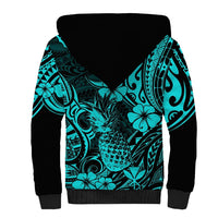 Hawaii Pineapple Sherpa Hoodie Polynesian Pattern Turquoise Version LT01 - Polynesian Pride