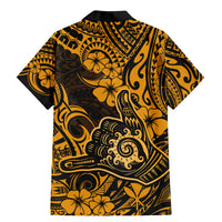 Hawaii Shaka Sign Family Matching Mermaid Dress and Hawaiian Shirt With Polynesian Hibiscus Gold Unique LT01 - Polynesian Pride