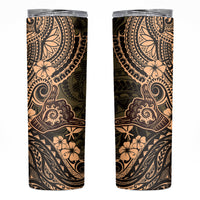 Hawaii Shaka Sign Skinny Tumbler With Polynesian Hibiscus Gold Unique LT01 Gold - Polynesian Pride