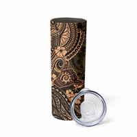 Hawaii Shaka Sign Skinny Tumbler With Polynesian Hibiscus Gold Unique LT01 - Polynesian Pride