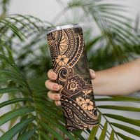 Hawaii Shaka Sign Skinny Tumbler With Polynesian Hibiscus Gold Unique LT01 - Polynesian Pride