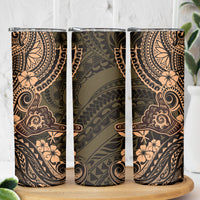 Hawaii Shaka Sign Skinny Tumbler With Polynesian Hibiscus Gold Unique LT01 - Polynesian Pride