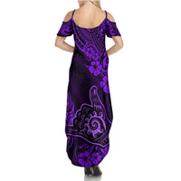 Hawaii Shaka Sign Summer Maxi Dress Polynesian Pattern Purple Version LT01 - Polynesian Pride