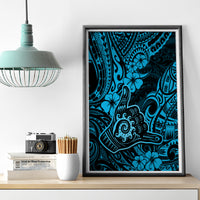 Hawaii Shaka Sign Canvas Wall Art Polynesian Pattern Sky Blue Version LT01 - Polynesian Pride