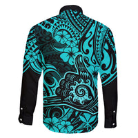Hawaii Shaka Sign Family Matching Summer Maxi Dress and Hawaiian Shirt Polynesian Pattern Turquoise Version LT01 - Polynesian Pride