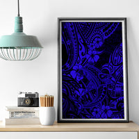 Hawaii Shark Canvas Wall Art Polynesian Pattern Navy Blue Version LT01 - Polynesian Pride