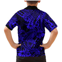 Hawaii Shark Family Matching Mermaid Dress and Hawaiian Shirt Polynesian Pattern Navy Blue Version LT01 - Polynesian Pride