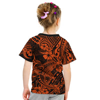 Hawaii Shark Kid T Shirt Polynesian Pattern Orange Version LT01 - Polynesian Pride