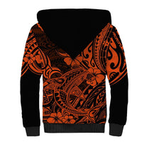 Hawaii Shark Sherpa Hoodie Polynesian Pattern Orange Version LT01 - Polynesian Pride
