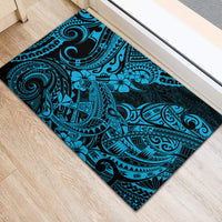 Hawaii Shark Rubber Doormat Polynesian Pattern Sky Blue Version LT01 - Polynesian Pride