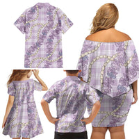 Pua Kalaunu Lei Family Matching Off Shoulder Short Dress and Hawaiian Shirt Palaka Pattern