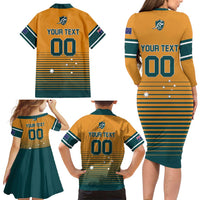 Custom Rugby Australia Family Matching Long Sleeve Bodycon Dress and Hawaiian Shirt Junior Wallabies Go Champions LT01 - Polynesian Pride